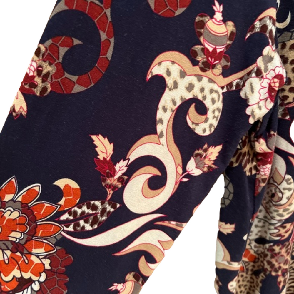 Chico's Navy and Red Floral Blouse Size 3/XL - Picture 5 of 7